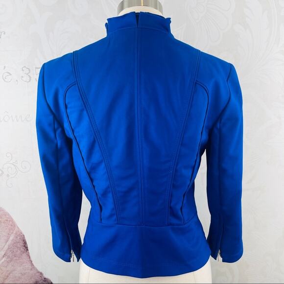 White House Black Market blue jacket with ruffle collar Size 2 - Picture 5 of 12